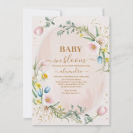 Dusty Pink Wildblume Baby in Bloom Girl Shower Einladung