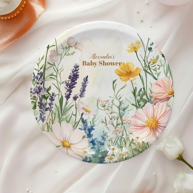 Dusty Pink Wildblume Baby in Bloom Pappteller (Von Creator hochgeladen)