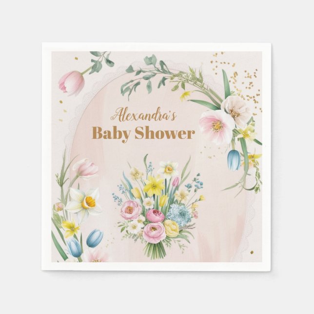 Dusty Pink Wildblume Baby in Bloom Serviette (Vorderseite)