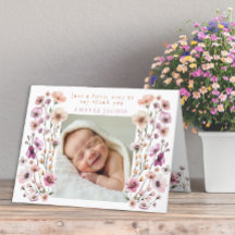 Dusty Pink Wildblume Danke Card - Boho Floral