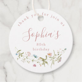 Dusty Pink Wildblume Rustic Boho Geburtstag Geschenkanhänger