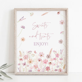 Dusty Pink Wildblumen Sweet Leckereien Duschzeiche Poster
