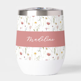 Dusty Pink Wildflower Watercolor Monogram Name
