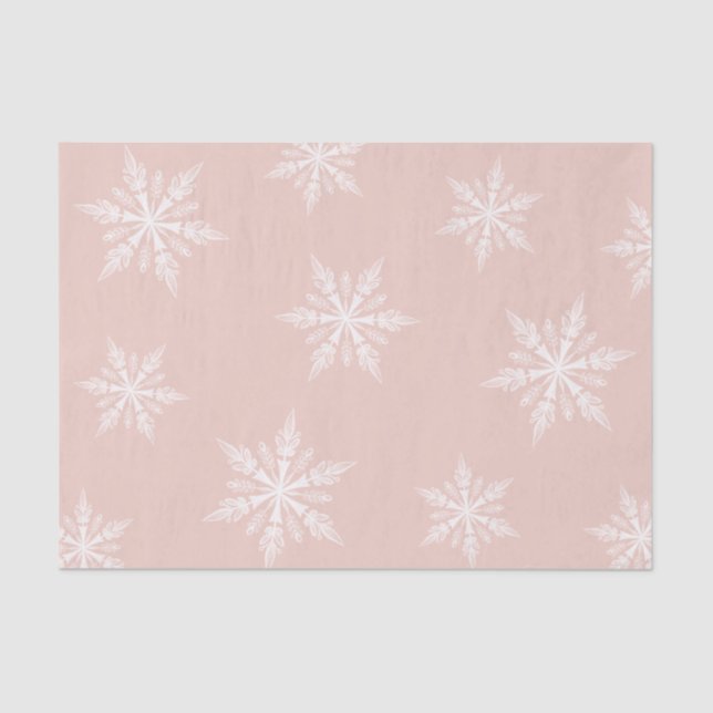 Dusty Pink Winter Holiday Snowflakes Seidenpapier (Vorderseite)