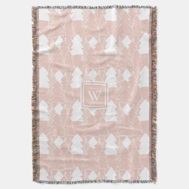 Dusty Pink Winter Wonderland mit Monogramm Decke (Vorderseite Vertikal)