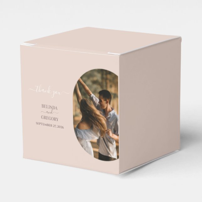 Dusty Pink Wir machen Minimalistische Hochzeit mit Geschenkschachtel (Vorderseite)