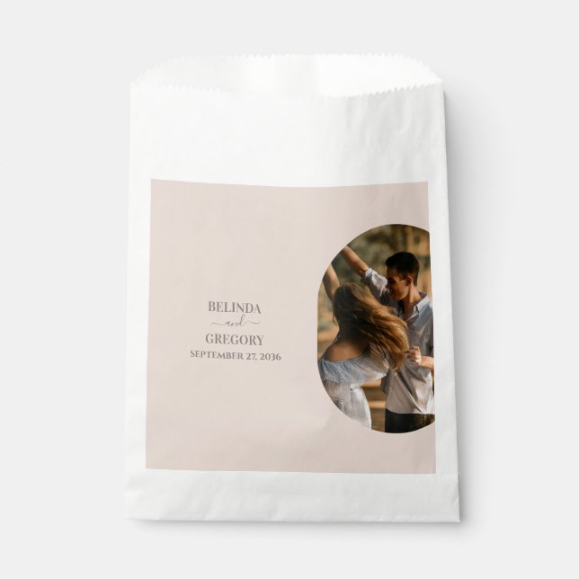 Dusty Pink Wir machen Minimalistische Hochzeit mit Geschenktütchen (Vorderseite)