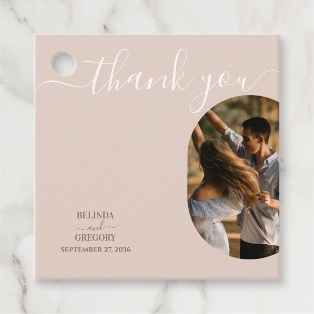 Dusty Pink wir machen Minimalistisches Foto Hochze Geschenkanhänger (Vorderseite)