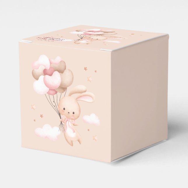 Dusty Pink Woodland Bunny Baby Dusche Geschenkschachtel (Vorderseite)