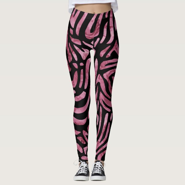 Dusty Pink Zebra Straprs Leggings (Vorderseite)