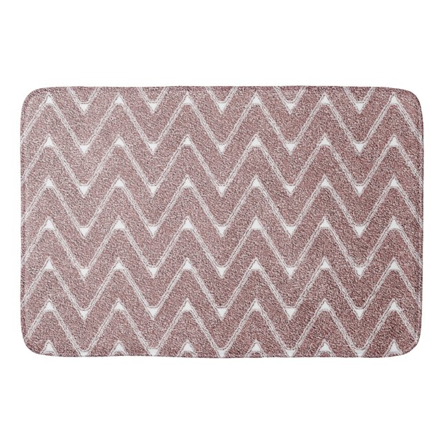 Dusty Pink Zickzack Muster Badematte (Vorderseite)