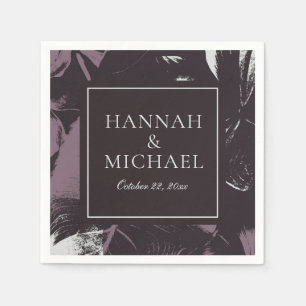 Dusty Plum Eggplant Abstrakte Blumenhochzeit Serviette