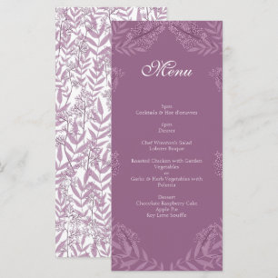 Dusty Plum Lila Wedding Botanical Menükarte