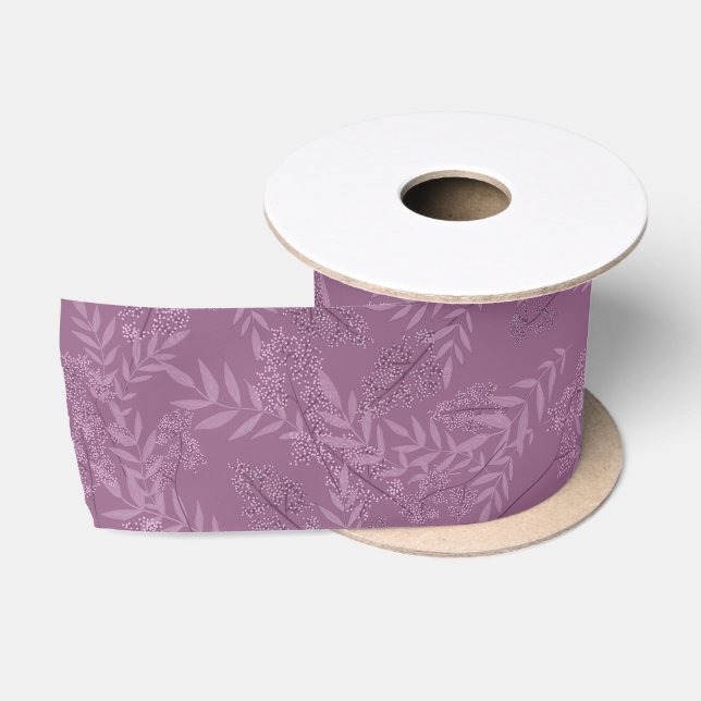 Dusty Plum Lila Wedding Botanical Satinband (Spule)