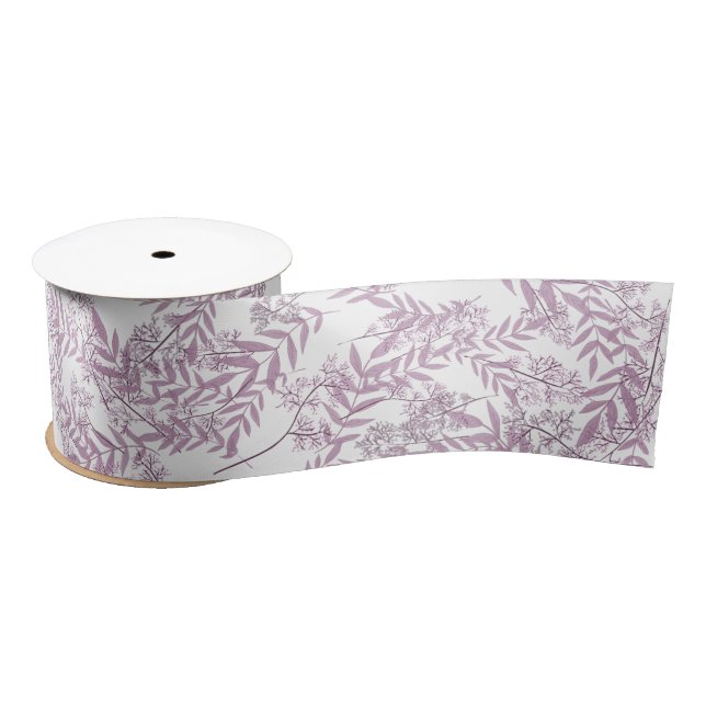 Dusty Plum Lila Wedding Botanical Satinband (Spule)