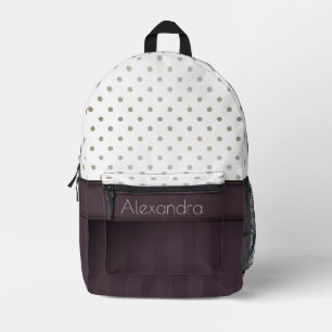 Dusty Plum und Tawny Polka Dot Design mit Namen Bedruckter Rucksack