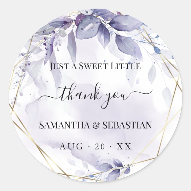 Dusty Plum Wispy Floral Vielen Dank Runder Aufkleber (Vorderseite)