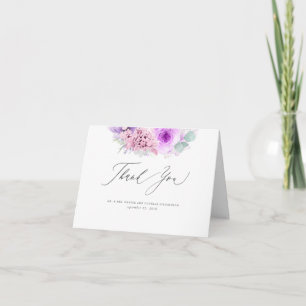 Dusty Purple and Pink Flowers Elegant Thank You Dankeskarte