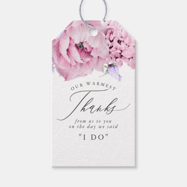 Dusty Purple and Pink Flowers Elegant Thank You Geschenkanhänger (Vorderseite)