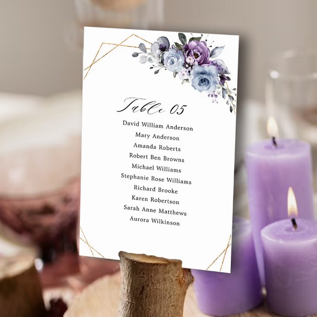 Dusty Purple Blooms Geometric Wedding  Tischnummer (Von Creator hochgeladen)