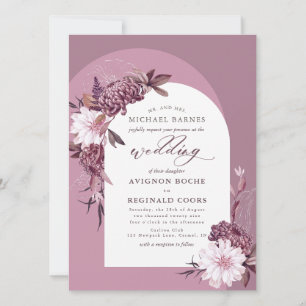 Dusty Purple Flowers Arch Foto Einladung Hochzeit