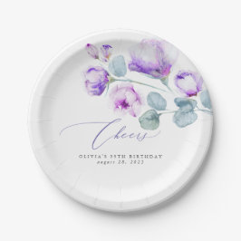 Dusty Purple Flowers Elegante Romantik Pappteller