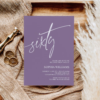 Dusty Purple Minimalist 60th Birthday Invitation Einladung