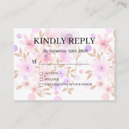 Dusty Purple Silver Gray Floral Rustic RSVP Card Begleitkarte