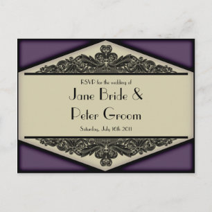 Dusty Purple Vintage, RSVP-Karte Einladungspostkarte