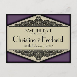 Dusty Purple Vintage, Save-the-Date-Postkarte Ankündigungspostkarte