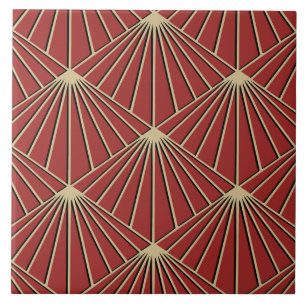 Dusty Red Art Deco Lüftermuster Diamond Fliese