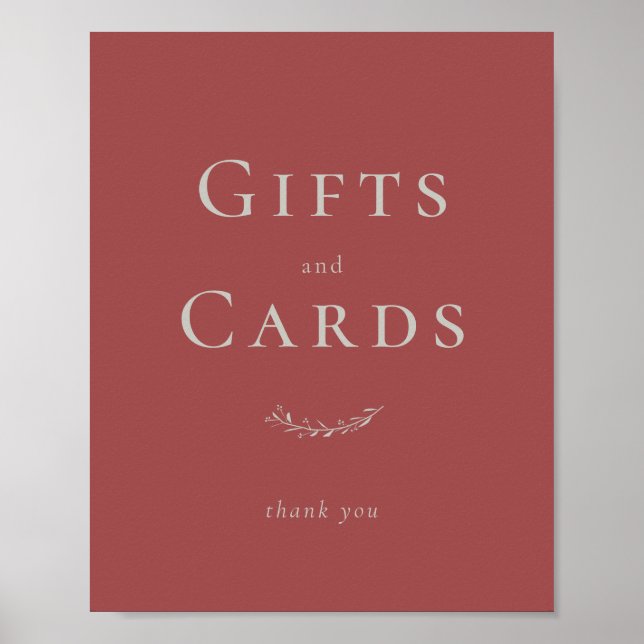 Dusty Red Blätter and Berries Card and Gift Sign Poster (Vorne)