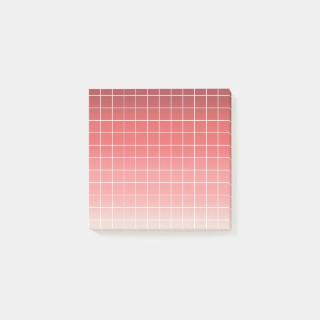 Dusty Red Pink Gradient White Graph Zeilen Post-it Klebezettel (Vorderseite)