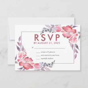Dusty Red Watercolor Spring Blume Blumenzehen RSVP Karte