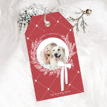 Dusty Red & White Christmas Wreath Foto Geschenkanhänger<br><div class="desc">Weihnachts-Foto-Geschenktag mit einem einfachen Weihnachtskranz. Für eine weiter gehende Anpassung dieses Designs klicken Sie bitte auf die Schaltfläche "DESIGN TOOL" oben!</div>
