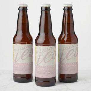 Dusty Rosa Moderne Hochzeit-Dankeskarten Klassisch Bierflaschenetikett