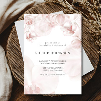Dusty rosa Orchideengebäck Geburtstag Einladung