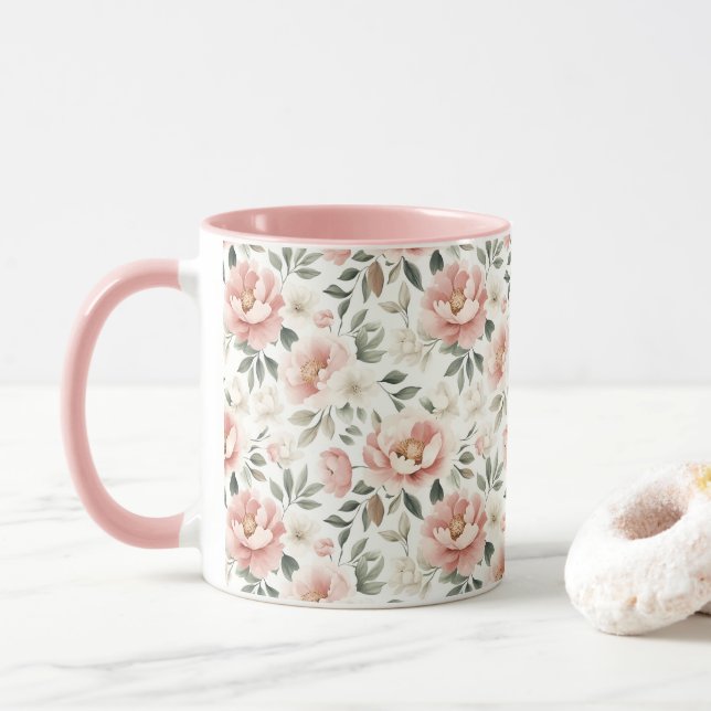 Dusty-Rosa-Pfennigfuchsen Tasse (Mit Donut)