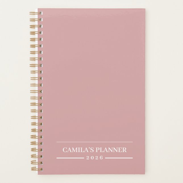 Dusty Rose 2026 Planer | Benutzerdefinierter Name  (Vorderseite)