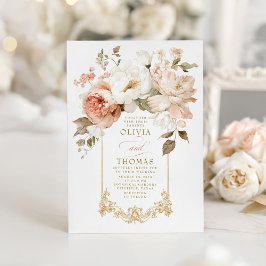 Dusty Rose and Beige Earthy Botanical Wedding Einladung