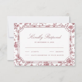 Dusty Rose and White Chinoiserie Wedding RSVP Karte