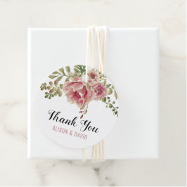 Dusty Rose Aquarell Blume Hochzeit Danke Geschenkanhänger