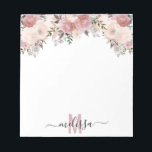 Dusty Rose Aquarell Blume Monogramm Notizblock<br><div class="desc">Dieses Design kann in dem Bereich personalisiert werden, der durch das Ändern des Fotos und/oder Textes zur Verfügung gestellt wird. Sie können auch angepasst werden, indem Sie auf Vorlage personalisieren klicken und dann auf die Schaltfläche klicken, um weitere Optionen anzupassen, um die Hintergrundfarbe zu löschen oder zu ändern, Text hinzuzufügen,...</div>