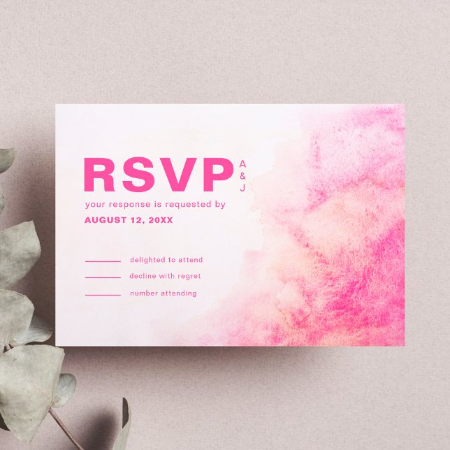 Dusty Rose Aquarell Typografie Rosa RSVP Karte (Von Creator hochgeladen)