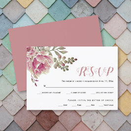 Dusty Rose Aquarelltafel Hochzeit RSVP-Karte RSVP Karte