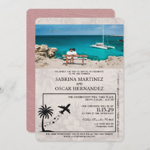 Dusty Rose Aruba Passport Hochzeit Einladung