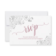 Dusty Rose auf White Elegante Calligraphy Wedding