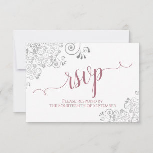 Dusty Rose auf White Elegante Calligraphy Wedding RSVP Karte