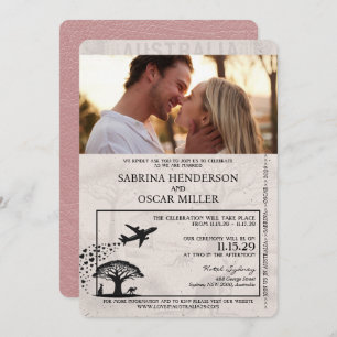 Dusty Rose Australia Pass Einladung Hochzeit
