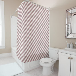 Dusty Rose B48E92/Seashell White FFF5EE Streifen Duschvorhang